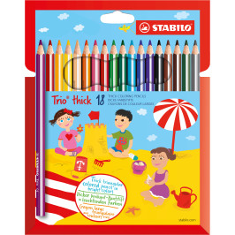 STABILO Trio thick Colouring Pencil - Wallet of 18 - Assorted Colours